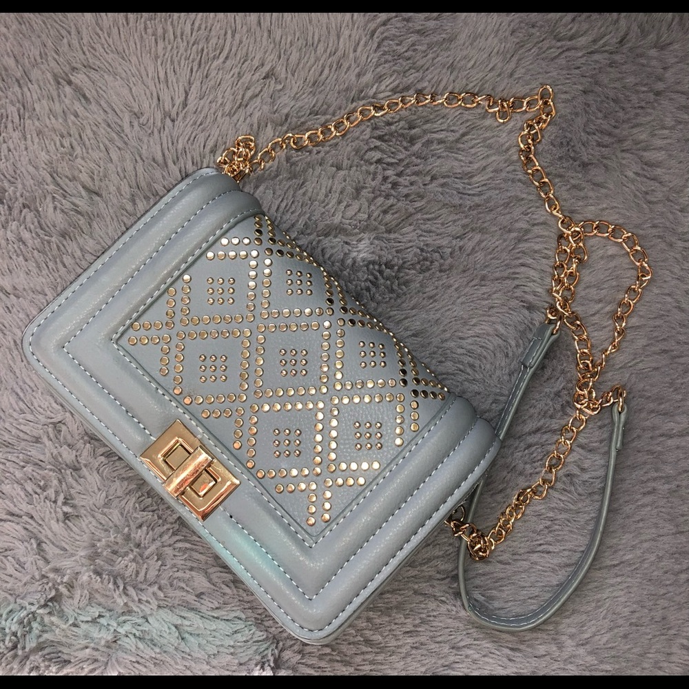Blue Crossbody Leather Bag